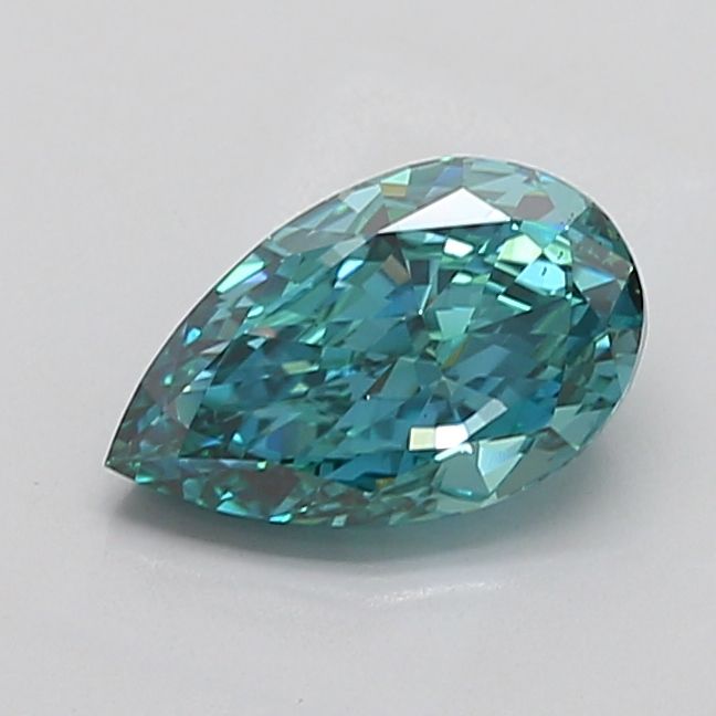 2.73 Carat Pear Shaped Fancy Vivid Bluish Green VS2 Clarity