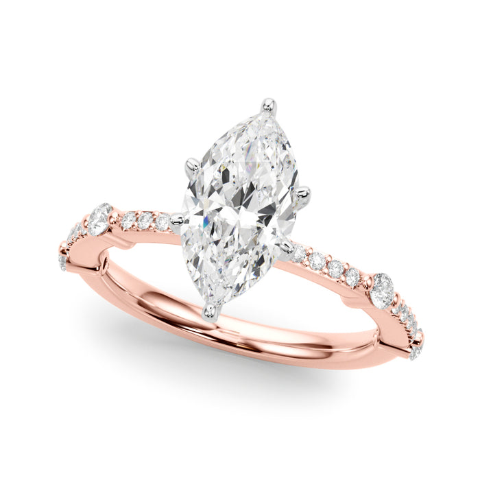 1/5ctw Diamond Band with 1ct,1.5ct or 2ct Marquise IGI Certified Lab Diamond VS1+ center