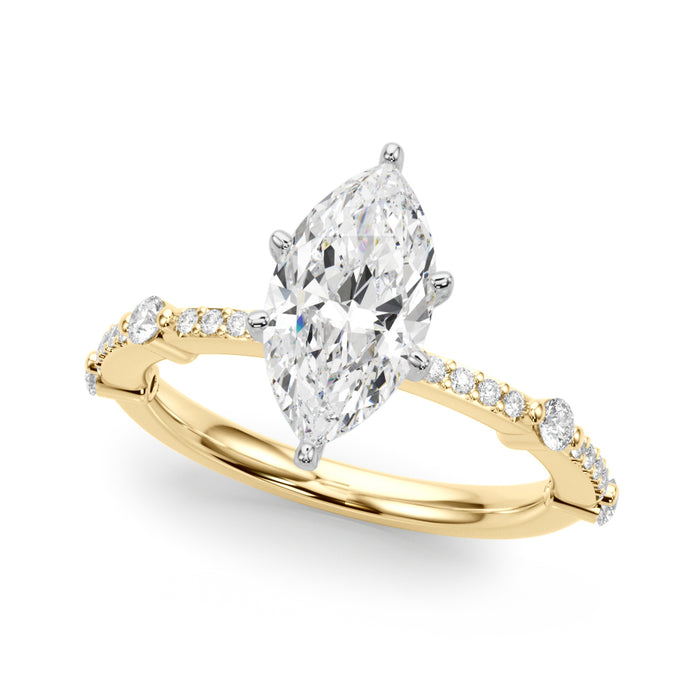 1/5ctw Diamond Band with 1ct,1.5ct or 2ct Marquise IGI Certified Lab Diamond VS1+ center
