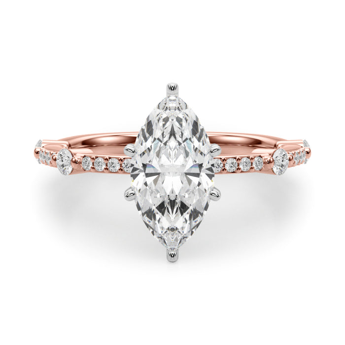 1/5ctw Diamond Band with 1ct,1.5ct or 2ct Marquise IGI Certified Lab Diamond VS1+ center