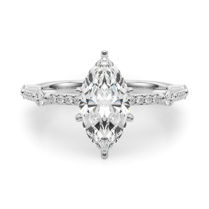 1/5ctw Diamond Band with 1ct,1.5ct or 2ct Marquise IGI Certified Lab Diamond VS1+ center