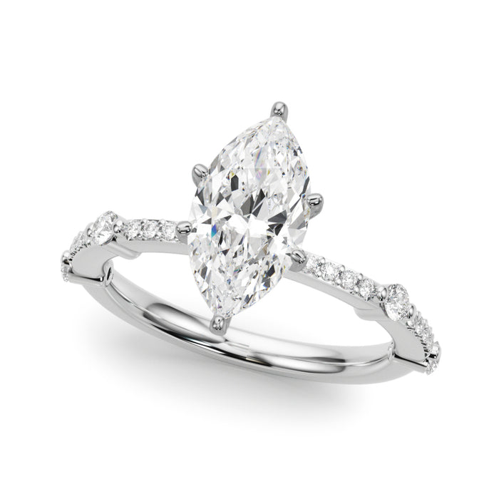 1/5ctw Diamond Band with 1ct,1.5ct or 2ct Marquise IGI Certified Lab Diamond VS1+ center