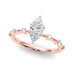 6 stone 1/5ct Diamond Band with 1ct,1.5ct or 2ct Marquise IGI Certified Lab Diamond VS1+ center