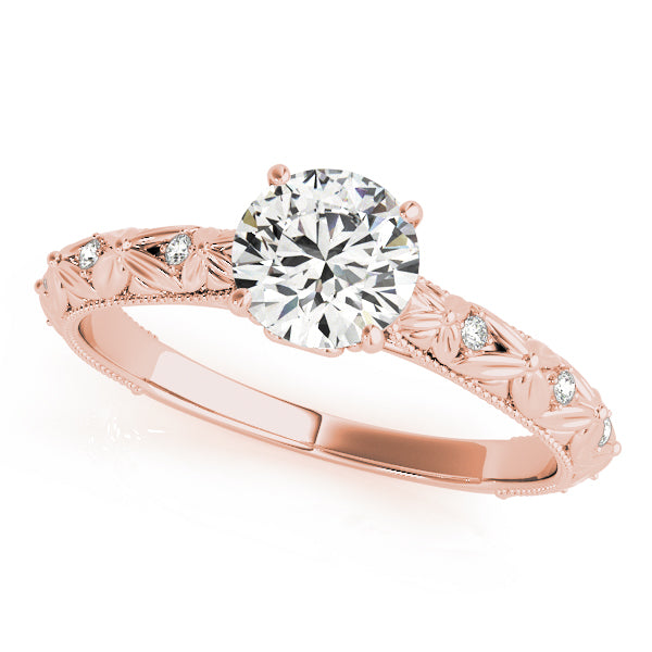 14K Rose Gold Vintage Round Engagement Rings
