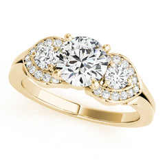 14K Yellow Gold Three Stone Engagement Rings