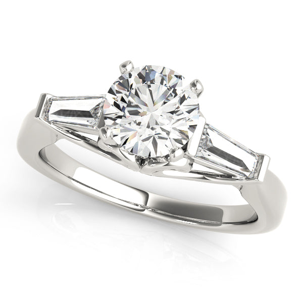 14K White Gold Three Stone Engagement Rings
