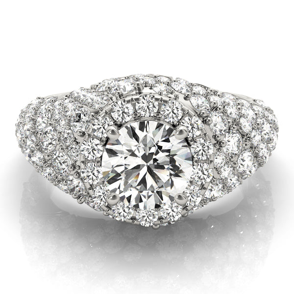 14K White Gold Halo Round Engagement Rings