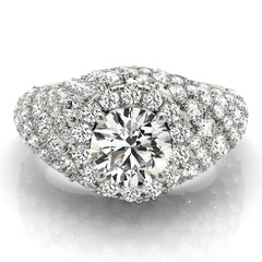 14K White Gold Halo Round Engagement Rings