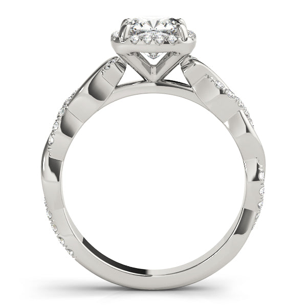14K White Gold Halo Cushion Engagement Rings