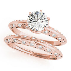 14K Rose Gold Vintage Round Engagement Rings